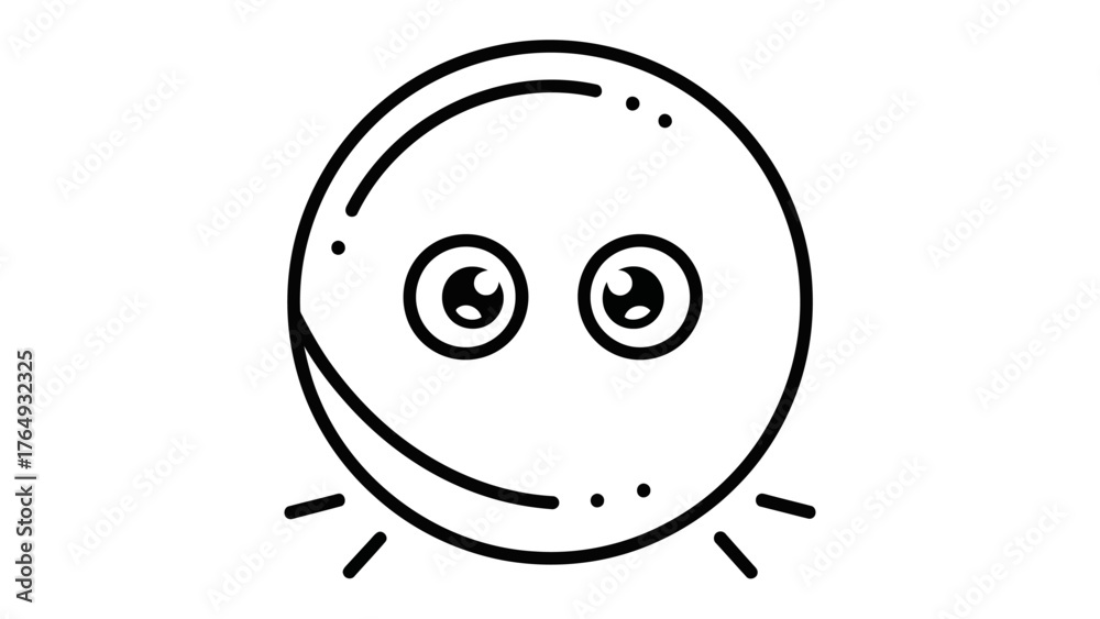 Fototapeta premium Mystical Orb: A simple yet intriguing illustration of a spherical orb, complete with expressive eyes and subtle hints of radiant energy, radiating an air of mystery and wonder.