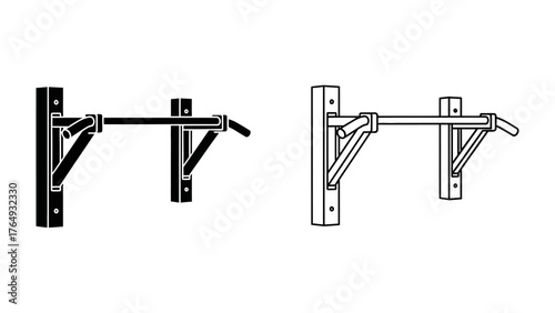 Pull-up Bar Illustration: A graphic representation of a pull-up bar, essential equipment for strength training and bodyweight exercises, ideal for fitness enthusiasts.
