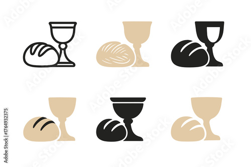 Monastery Emblem Variations. The history and significance of Christian monasteries. Set Logo of The history and significance of Christian monasteries: a bread