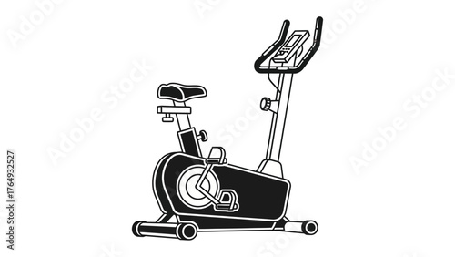 Stationary Exercise Bike Silhouette: A sleek black and white silhouette of a stationary exercise bike, perfect for fitness and indoor workouts. 