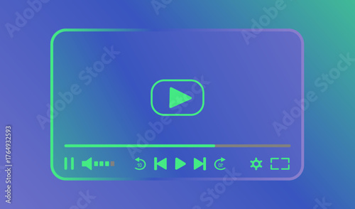 Gradient video player UI featuring slim progress bar and stylish icons. Modern and eye-catching design for apps, multimedia platforms, and web templates.