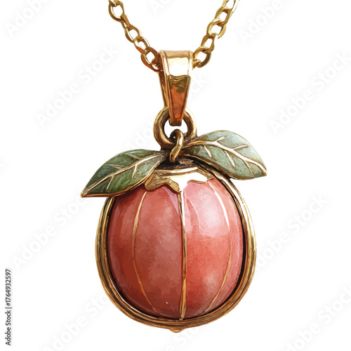 watercolor of Locket Pendant, vector, isolated on a white background.