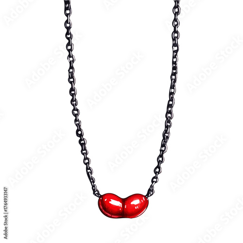 Lip Chain, watercolor illustration vector, isolated on a white background.