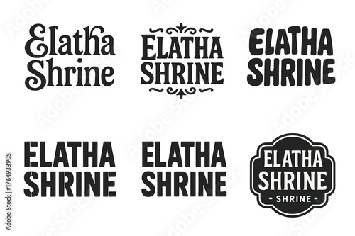 Elatha Shrine Lettering Variations. Elatha Shrine. Set lettering. harmonious lettering variations of the same emblematic concept, each with different artistic
