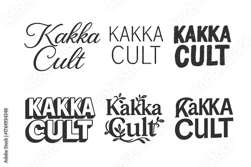 Harmonious Lettering Variations. Kakka Cult. Set lettering. harmonious lettering variations of the same emblematic concept, each with different artistic