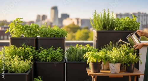 Sustainable urban gardening with rooftop herbs for healthy organic living