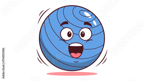 Smiling Fitness Ball Illustration: An active fitness ball with joyful facial expressions bounces with energy, perfect for promoting a healthy lifestyle. 