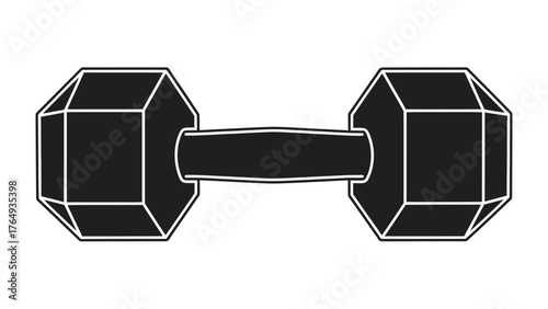 Monochrome Dumbbell: A minimalist depiction of a weight, ready for a workout, symbolizes strength, fitness, and determination.