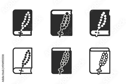 Monastery Symbol Logos. The history and significance of Christian monasteries. Set Logo of The history and significance of Christian monasteries: a rosary