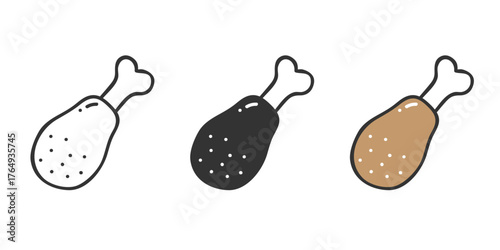 Chicken or Poultry Leg Piece Icons