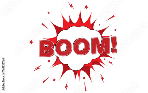 Boom stock image, Boom image in red color, png boom image