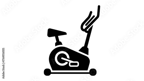 Stationary Exercise Bike Silhouette: A sleek, monochrome depiction of a stationary exercise bike, perfect for fitness and wellness themes, inviting viewers to visualize healthy routines.