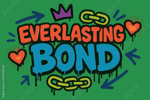 Graffiti Love Connection. Everlasting Bond ? Graffiti Simplified; lettering: thick bubble/block, tilted; effects: dripping outlines, flat spray