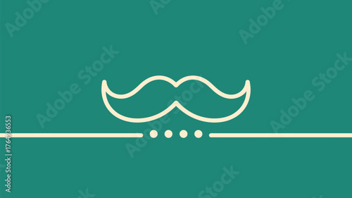 A simple illustration of a mustache above a line with dots on a teal colored background design art