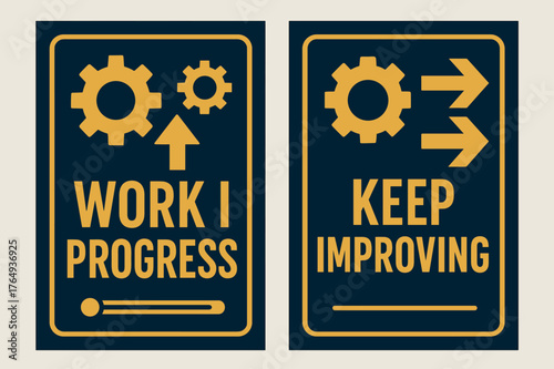 Inspirational Banners Design. Work in progress. Two vertical A6 banners with safe margins, centered composition, no elements touching edges, bold, navy and