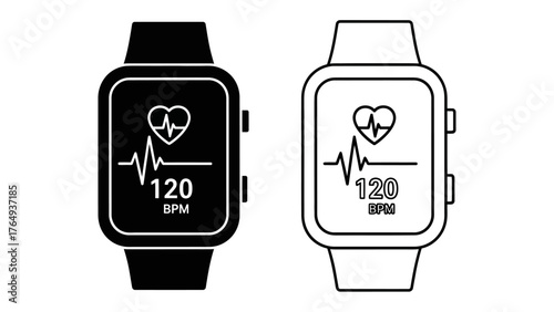 Smartwatch with Heart Rate Monitoring: A modern smartwatch displays a real-time heart rate on its screen, indicating health tracking and fitness monitoring capabilities. 