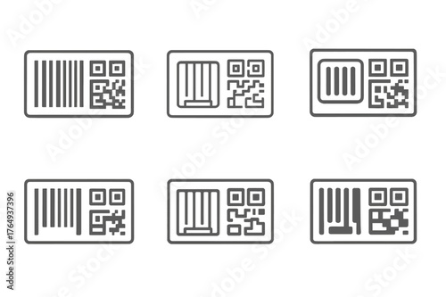 Versatile Logo Variations. Packaging labels layout. Set Logo of Packaging labels layout: a barcode and QR code pair framed by margins. harmonious