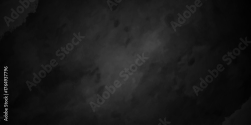 Distressed rough black cracked wall slate texture wall grunge backdrop smoke background. Stone concrete texture anthracite panorama. Old vintage charcoal night dark black stucco design. 