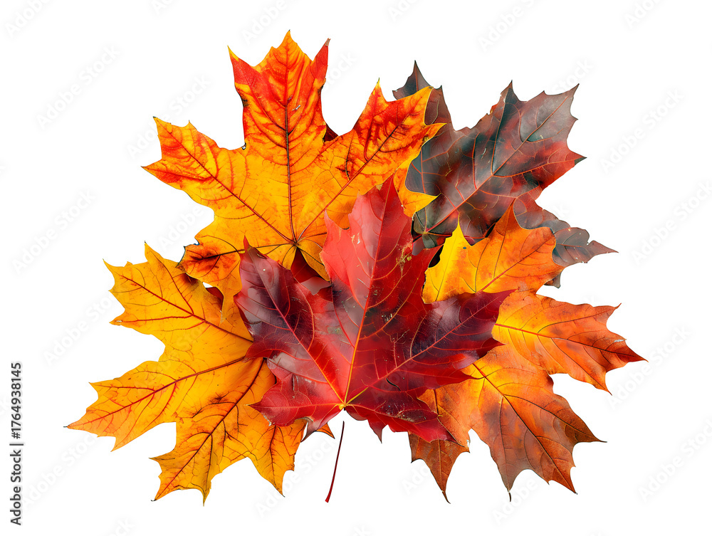 Fototapeta premium autumn maple leaves isolated on transparent background