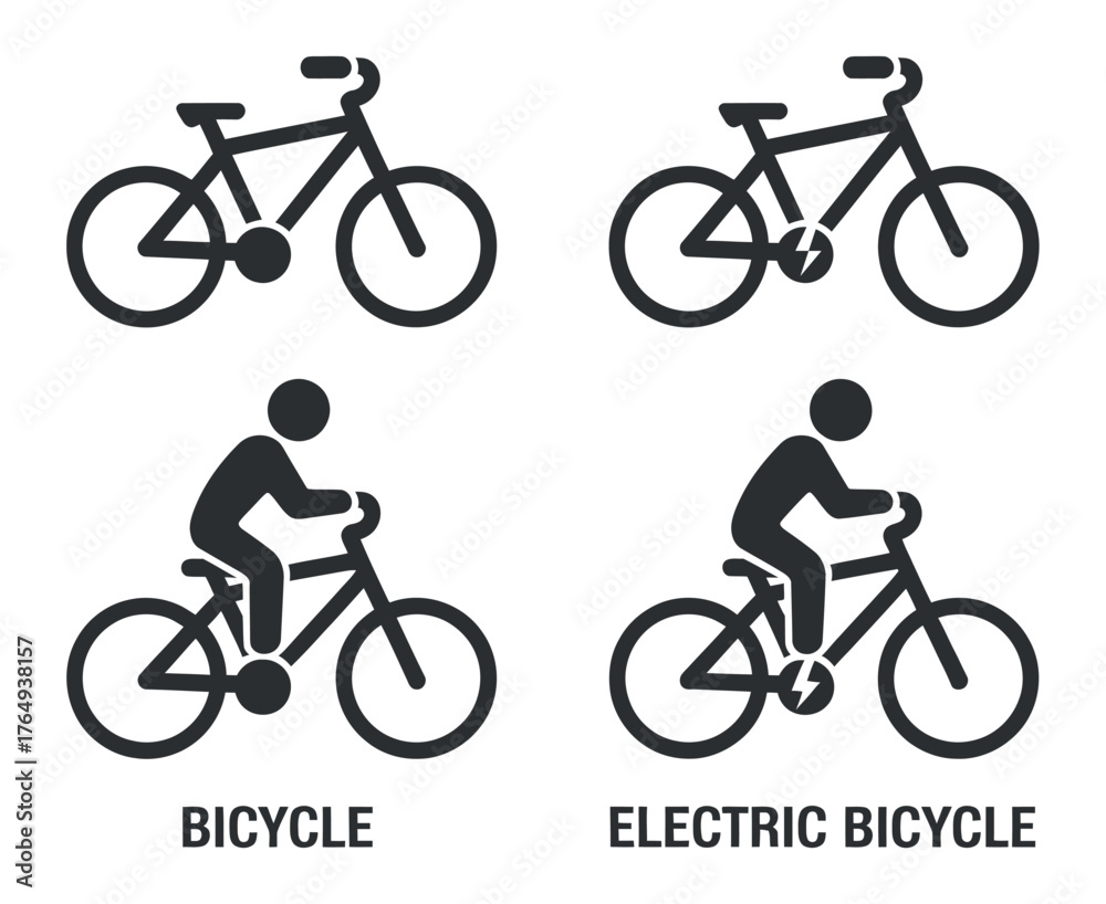 Fototapeta premium Bicycle Types Illustration Vector Set Recreation Outdoor Ecological Transportation Symbol and Design Element Needs