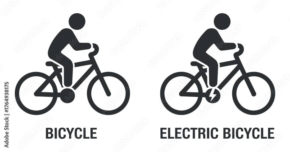 Fototapeta premium Symbolic Representation of Bicycles and Electric Bicycles for Eco Transportation