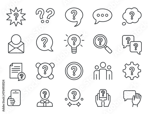 Question Outline Vector Icons Collection Illustration Question Mark Outline Styles for Interface Design And Presentation Needs