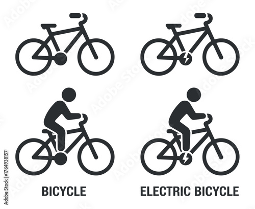 Bicycle Types Illustration Vector Set Recreation Outdoor Ecological Transportation Symbol and Design Element Needs