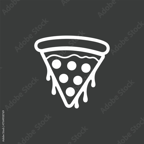 A pizza silhouette style flat and minimal vector icon design illustration on a white background.
