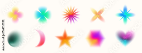 Nostalgic Y2K floral gradient pattern with sparkles, waves, and geometric shapes. Decorative pastel collage in pink and purple palette. Ideal for trendy digital or print design.