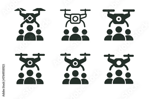 Streaming Logo Designs. Online streaming events and live broadcasts. Set Logo of Online streaming events and live broadcasts: drone camera broadcasting over