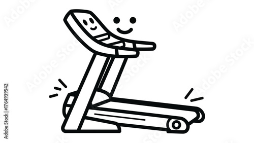 Treadmill's Exercise Joy: An illustrative treadmill smiles, showcasing the happiness of staying active and reaching fitness goals. 