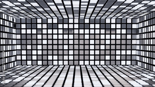Illuminated 3d disco stage square room illustration	