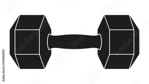 Fitness Icon: A sleek, monochrome dumbbell, poised as a symbol of strength and dedication to fitness, perfect for illustrating workout routines and gym themes.