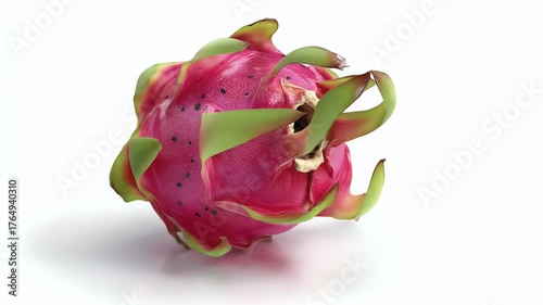 Vibrant Dragon Fruit Isolated on White Background.