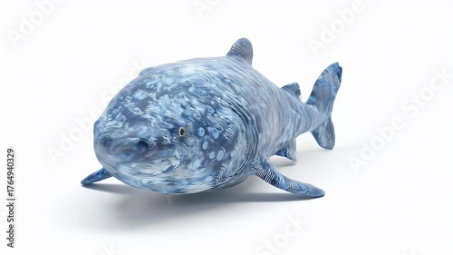 Blue Ceramic Shark on White Background, Studio Shot.