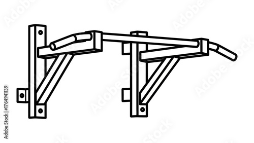 Pull-up Bar: A graphic, minimalist representation of a wall-mounted pull-up bar, a staple of home gyms and fitness areas.