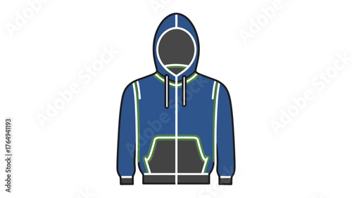 Modern Hoodie: A vibrant, detailed illustration of a stylish hoodie, embodying both comfort and contemporary design, perfect for various fashion-related projects.