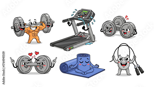 Fitness Equipment: Charming illustrations of fitness equipment. capturing the essence of physical well-being.
