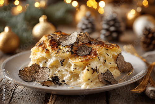 Golden truffled gratin dauphinois for luxurious French Christmas feast