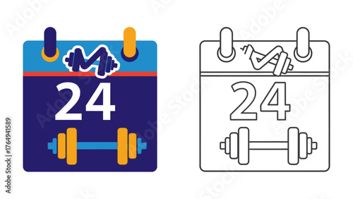 Fitness Schedule: A calendar highlights the day of the week, symbolizing a dedication to wellness, training, and the significance of staying fit.