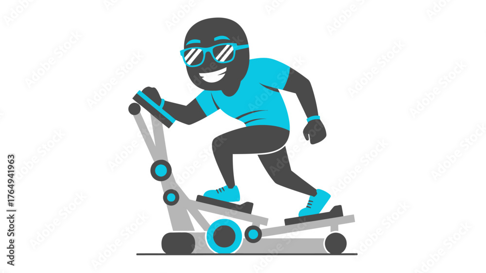 Obraz premium Fitness Fun on the Stair Stepper: An illustrated figure exudes energy as he actively uses a stair stepper, embracing an active lifestyle, representing the joy of physical well-being.