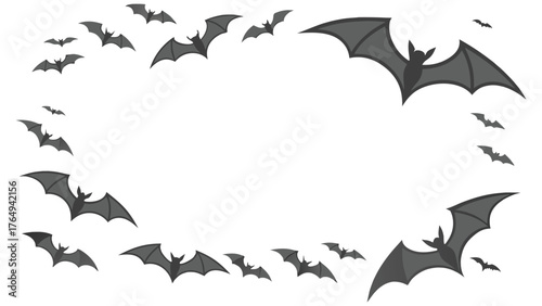 Halloween Bat Frame Border Flying Bats Silhouette Decoration