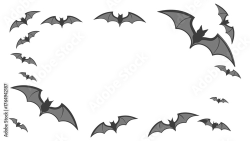Halloween Bat Frame Illustration Spooky Border Design