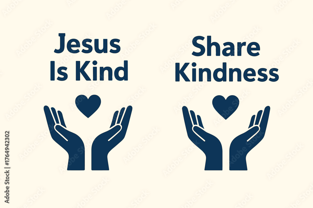 Obraz premium Kindness Banners. Kindness of Jesus. Two vertical A6 banners with safe margins, centered composition, no elements touching edges, flat vector design, ivory and