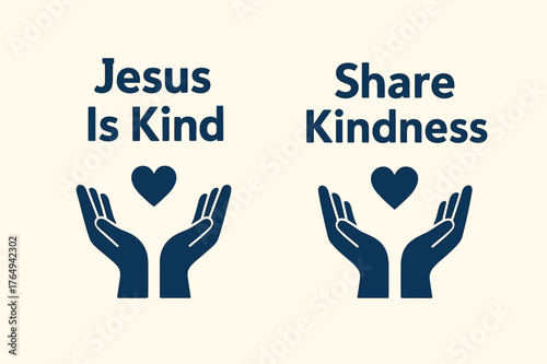 Kindness Banners. Kindness of Jesus. Two vertical A6 banners with safe margins, centered composition, no elements touching edges, flat vector design, ivory and