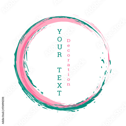 Brushstroke circle on a white background. Multicolored brushstrokes. Design template for banners, posters, booklets, covers, and magazines. EPS 10.