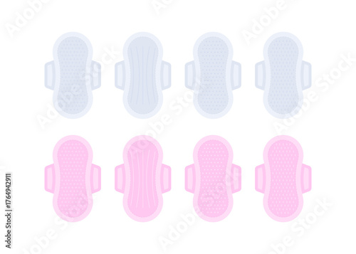 Sanitary pads set in two rows for hygiene concept