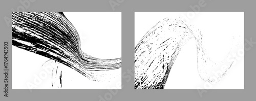 Strokes of black paint on a white background. Set of two templates. Graffiti element. Design template for the design of banners, posters, booklets, covers, magazines. EPS 10