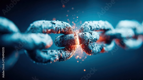 A close-up of a chain breaking, symbolizing strength, fragility, and the challenges of connection.