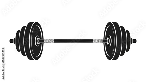 Barbell Silhouette: A simple monochrome illustration of a heavy barbell. Ready for weightlifting, this image depicts strength and physical training.